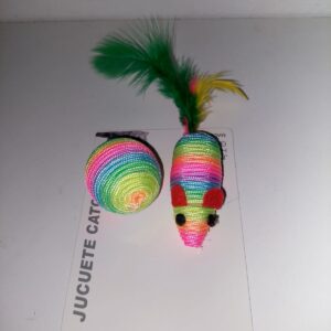 RATA CO PELOTA ARCOIRIS CAT TOY