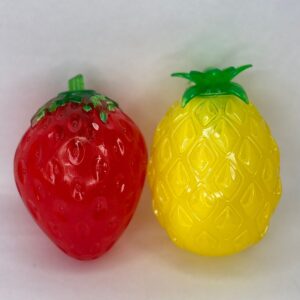 PELOTA FRUTA SILICONADA C/LUZ 10CM JUG006